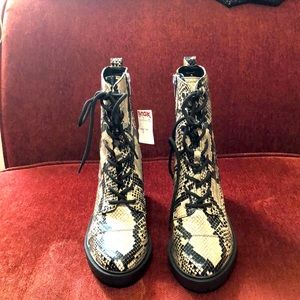 Marc Fisher snake skin combat boots
